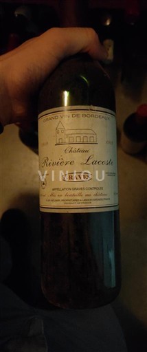 Wines Rouge sec Château Rivière Lacoste 1989 France Bordeaux Graves AOC