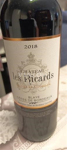 Bordeaux Blaye-Côtes-de-Bordeaux Château Les Ricards 2018