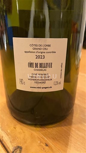 Vaud Côtes de l'Orbe AOC Cave Mirabilis Côte de Bellevue 2023