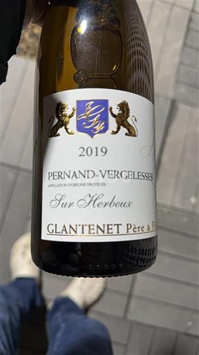 Vina Blanc sec Sur Herbeux Glantenet Père & Fils 2019 Francija Burgundija Pernand-Vergelesses AOC