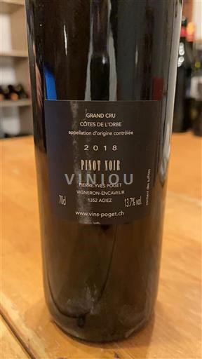 Vaud Côtes de l'Orbe AOC Pierre-Yves Poget Pinot Noir 2018