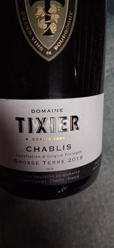 Rượu vang Blanc sec Grosse Terre Domaine Tixier 2018 Pháp Bourgogne Chablis AOC