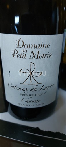 Loiretal Coteaux-du-Layon Premier Cru Domaine Petit Métris Chaume François René 2018