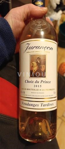 Viinit Blanc moelleux Choix du Prince Cave de Gan Jurançon 2015 Ranska Lounais-Ranska Jurançon AOC