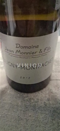Rượu vang Blanc sec Domaine Jean Monnier & Fils 2012 Pháp Bourgogne Puligny-montrachet AOC