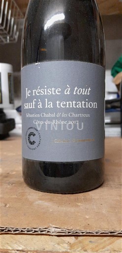Rhônedalen Côtes du Rhône Sébastien Chabal & Les Chartreux Je résiste à tout sauf à la tentation 2017