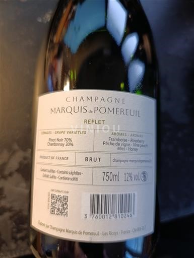 Champagne Sâm-panh Marquis de Pomereuil Reflet Không niên vụ