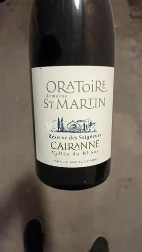 Vale do Ródano Cairanne Domaine Oratoire Saint Martin Réserve des Seigneurs 2020