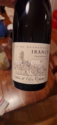 Vin Rouge sec Veaupessiot Gabin et Félix Richoux 2021 France Bourgogne Irancy AOC