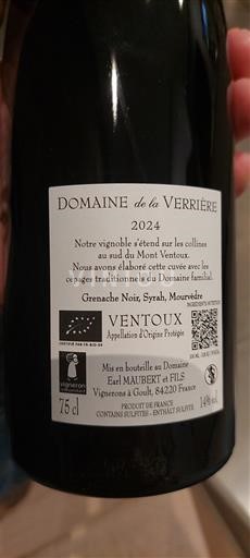 Rhône Valley Ventoux Domaine La Verrière 2024