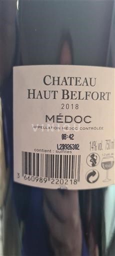 Bordeaux Médoc Château Haut Belfort 2018
