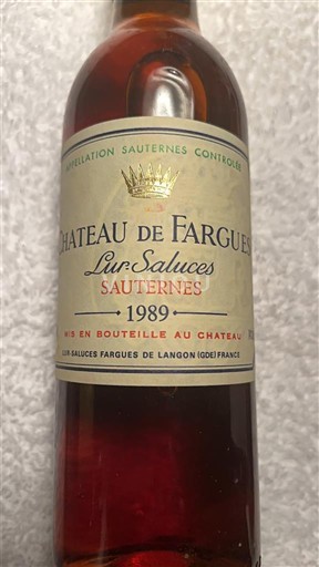 Bordeaux Sauternes Château Fargues 1989