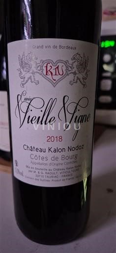 Бордо Кот-де-Бур. Château Kalon Nodoz Vieille Vigne 2018