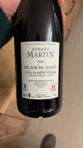 Vale do Ródano Não especificado Domaine Martin Plan de Dieu 2022