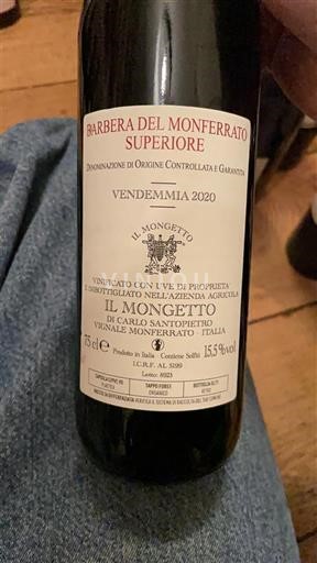 Piemonte Barbera del Monferrato Superiore Il Mongetto 2020