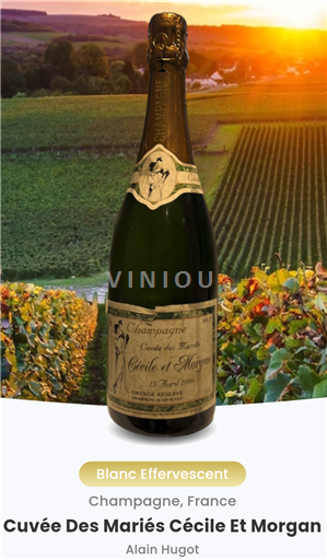 Champaña Champán Alain Hugot des Mariés Cécile et Morgan 2000