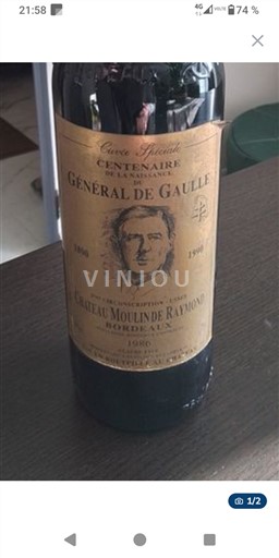 Bordeaux Château Moulin de Raymond Spéciale Centenaire de la Naissance Général de Gaulle 1986