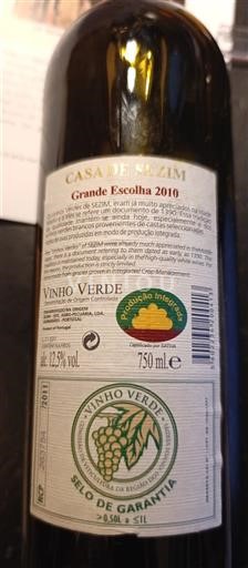 Portugal Vinho verde Casa de Sezim Grande Escolha 2010