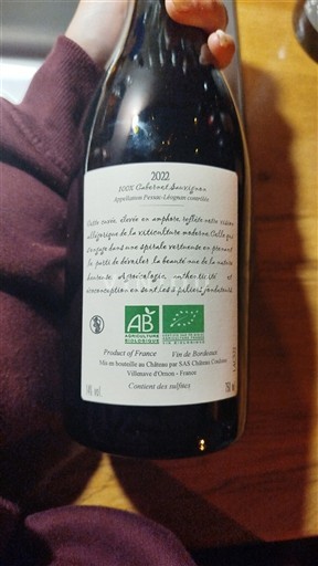 Wijnen Rouge sec Château Couhins 2022 Frankrijk Bordeaux AOC