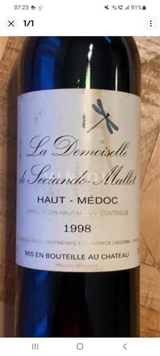 Bordeaux Haut-Médoc Sociando-Mallet La Demoiselle 1998