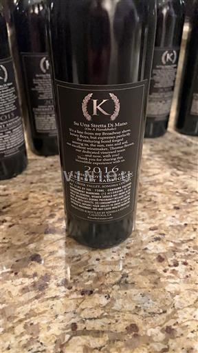 Vùng trồng nho được cấp phép California Thung lũng Sonoma Kamen Su Una Stretta Di Mano 2016