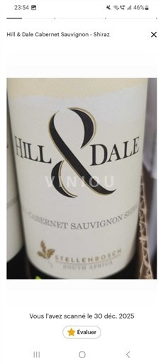 Región Costera Stellenbosch Hill & Dale Cabernet Sauvignon Shiraz Sin añada