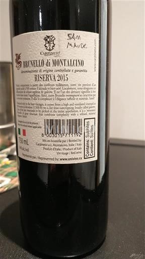 Toscana Brunello di Montalcino Caprili Riserva 2015