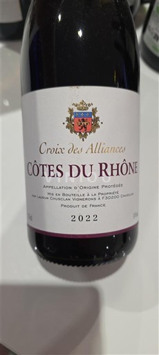 Vina Rouge sec Croix des Alliances 2022 Francija Rona dolina Côtes-du-Rhône AOC