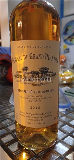 Vinos Blanc moelleux Château Grand Plantié 2018 Francia Burdeos Primeras Colinas de Burdeos AOC