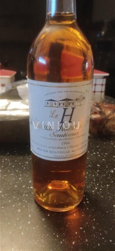 Vinhos Blanc liquoreux Le H Château Romer 1994 França Bordéus Sauternes AOC