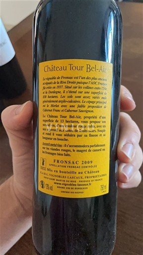 Burdeos Fronsac Château Tour Bel-Air 2009