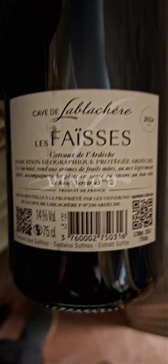 Alpes và các vùng Rhodanien Coteaux de l'Ardèche Cave de Lablachère Les Faïsses 2016