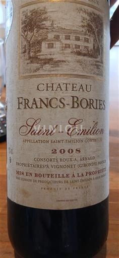 Bordeaux Saint-Émilion Château Francs-Bories 2008
