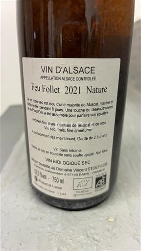 Alsace Domaine Vincent Stoeffler Feu Follet Nature 2021
