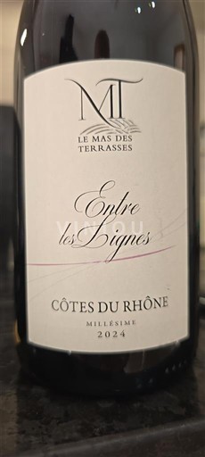 Rhônedalen Côtes du Rhône Le Mas des Terrasses Entre les Lignes 2024
