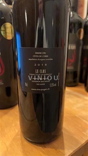 Vaud Côtes de l'Orbe AOC Grand Cru Pierre-Yves Poget Le Clos 2018