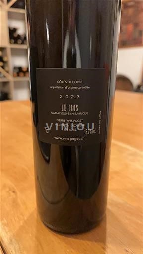 Vaud Côtes de l'Orbe AOC Pierre-Yves Poget Le Clos 2023