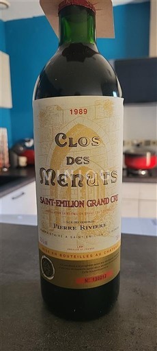 Bordeaux Saint-Émilion Grand Cru Grand Cru Clos des Menuts 1989