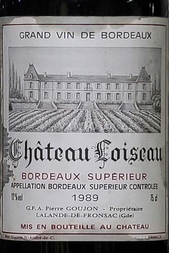 Burdeos Bordeaux superior Château Loiseau (à Sébastien) 1989