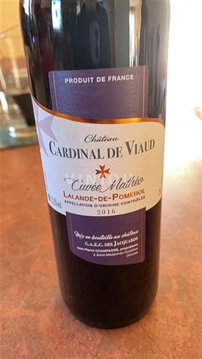 Bordeaux Lalande-de-Pomerol Château Cardinal de Viaud Mathéo 2016