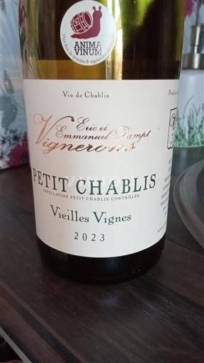 Rượu vang Blanc sec Vieilles Vignes Eric et Emmanuel Dampt 2023 Pháp Bourgogne Petit-chablis AOC