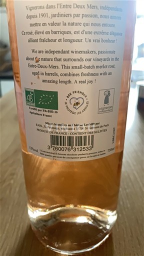 Burdeos Bordeaux rosado Château Lestrille Sin añada