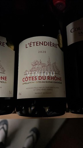 Vin Rouge sec L'Étendière 2020 France Vallée du Rhône Côtes-du-rhône AOC
