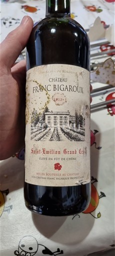Bordeaux Saint-Émilion Grand Cru Grand Cru Château Franc Bigaroux 2012
