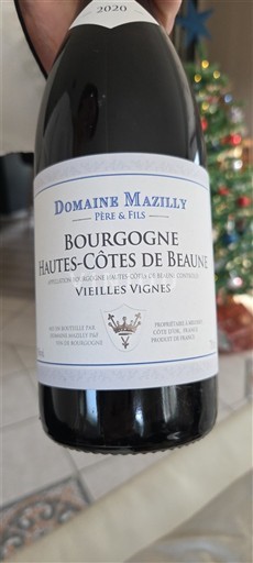 Viinit Rouge sec Vieilles Vignes Domaine Mazilly Père & Fils 2020 Ranska Burgundi Beaunen Ylämaat AOC