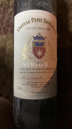 Provence Coteaux d'Aix-en-Provence Château Petit Sonnailler Prestige 2004