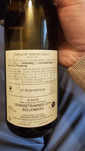 Alsacia Domaine Valentin Zusslin Bollenberg 2019