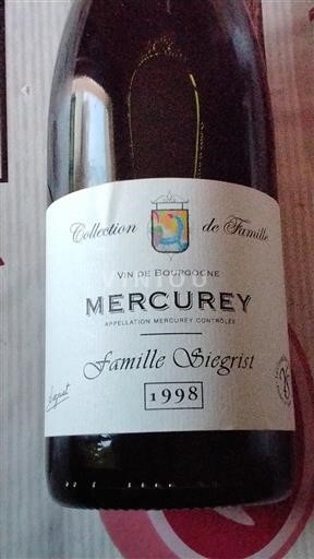 Burgund Mercurey Famille Siegrist Collection de Famille 1998