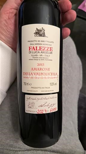 Benecija Amarone della Valpolicella Falezze di Luca Anselmi 2013
