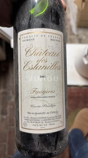 Langvedok Faugères Château S Estanilles Prestige 2001